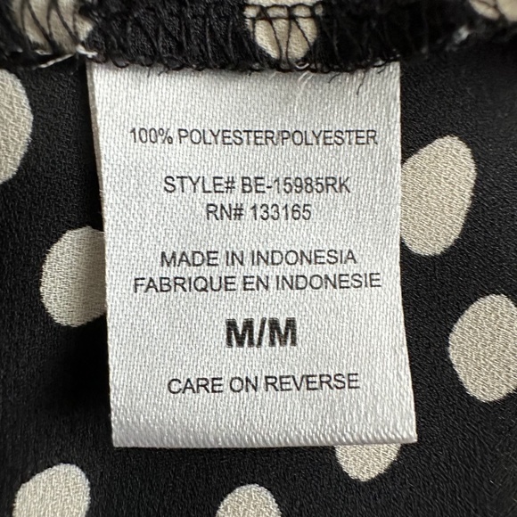 everleigh Women' Medium Black & White Polka Dot Pullover Short Sleeve Blouse Top - Picture 10 of 11